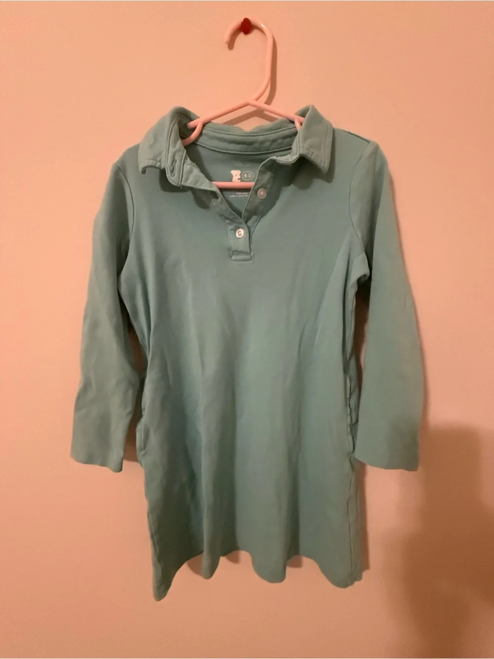 Primary Light Teal Long Sleeve Polo Tunic